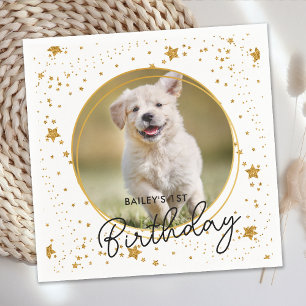Anpassningsbar Pet Photo Guld Glitter Stars Hund B Pappersservett