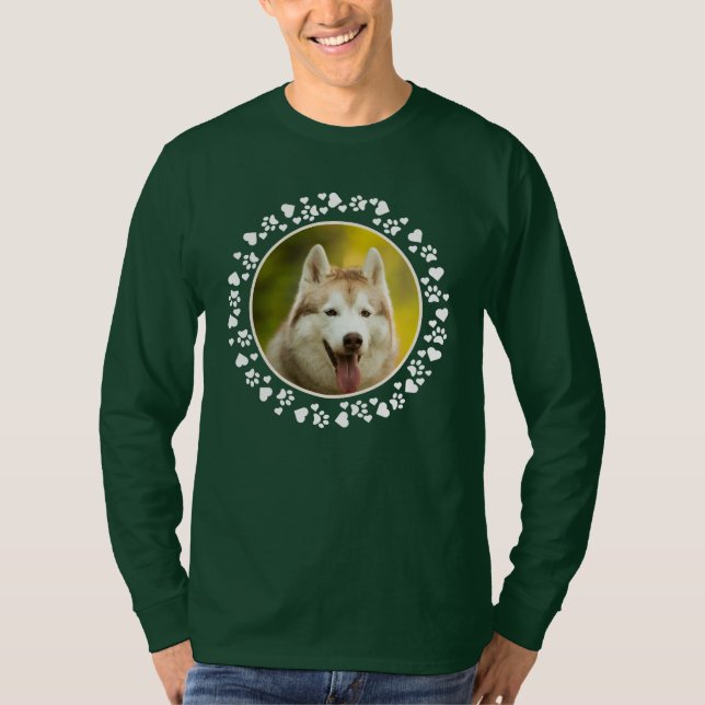 Anpassningsbar Pet Photo Hund Tass avtryck i Heart T Shirt (Framsida)