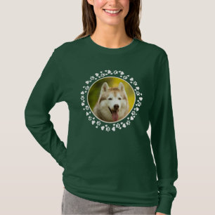 Anpassningsbar Pet Photo Hund Tass avtryck i Heart T Shirt