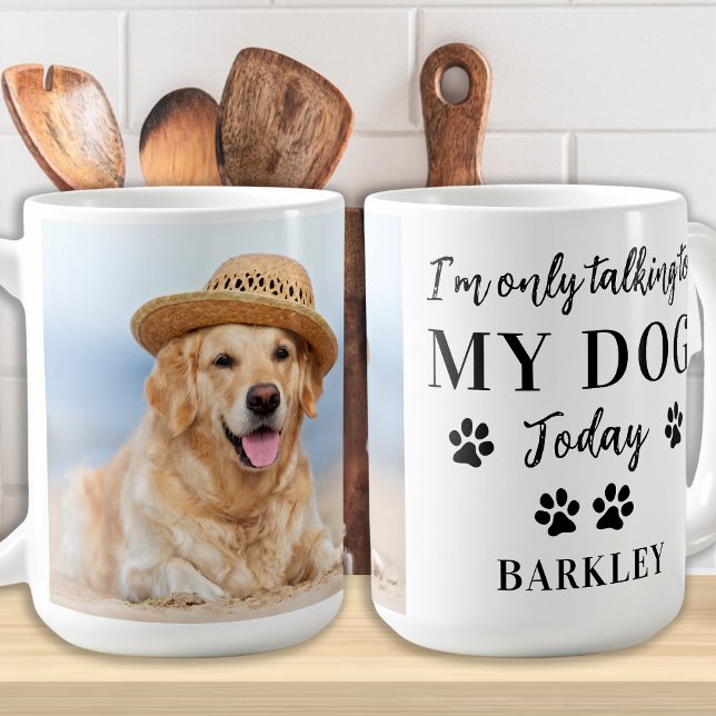 Anpassningsbar Pet Photo Jag pratar bara med min H Kaffemugg (Skapare uppladdad)