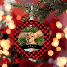 Anpassningsbar Pet Photo jul Red Play Ceramic Orna