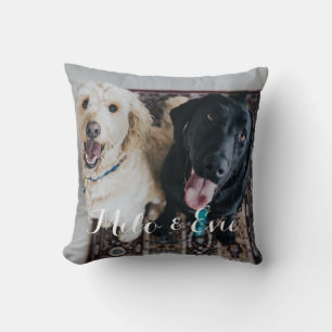 Anpassningsbar Pet Photo Modern Calligraphy Pillow Kudde