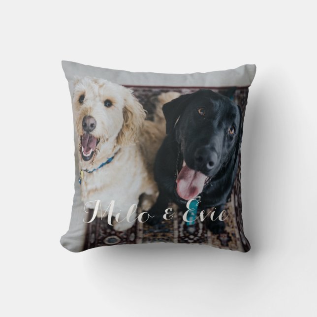 Anpassningsbar Pet Photo Modern Calligraphy Pillow Kudde (Framsida)