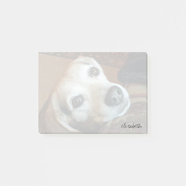 Anpassningsbar Pet Photo Modern Trendig Script Typ Post-it Block (Framsida)