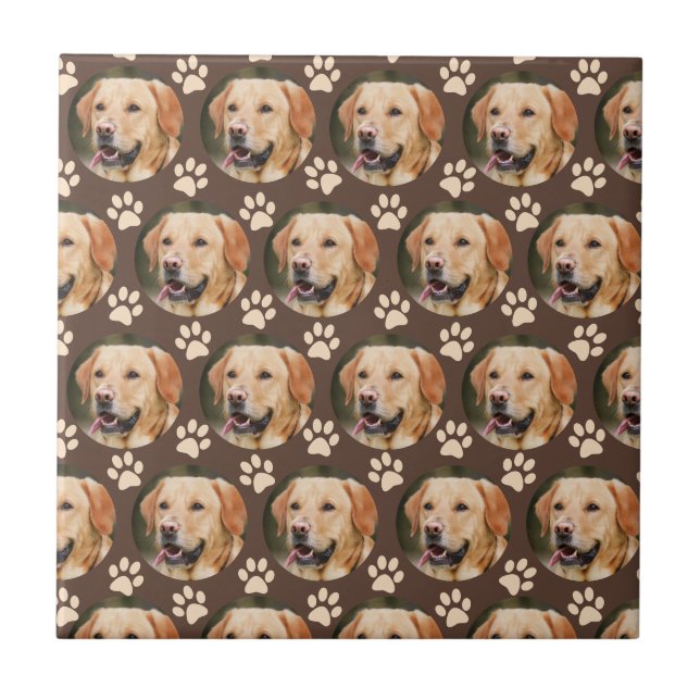 Anpassningsbar Pet Photo Mönster Hund Brown Kakelplatta (Framsidan)