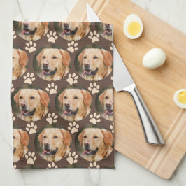 Anpassningsbar Pet Photo Mönster Hund Brown Kökshandduk