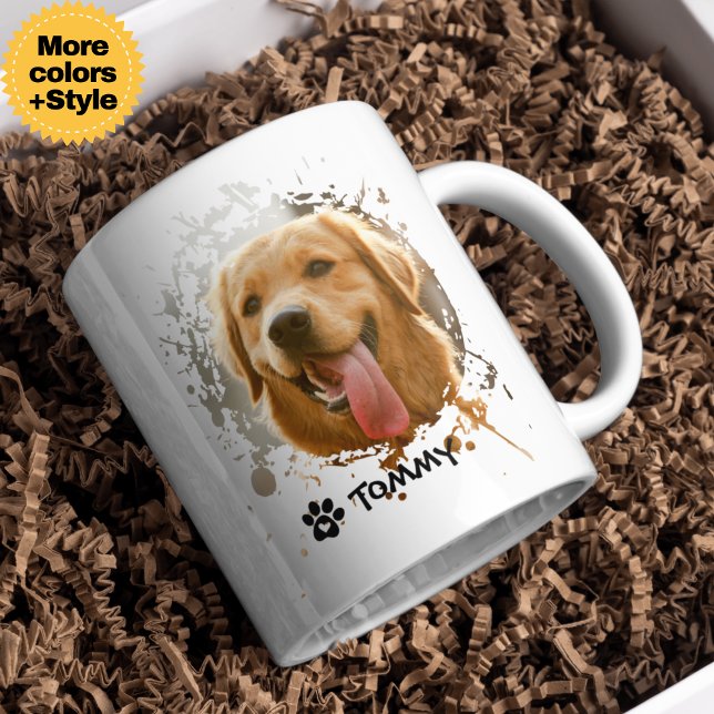 Anpassningsbar Pet Photo Mugg med Namn och modern  (Custom Pet Photo Mug with Name – Modern Typography Gift)