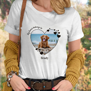 Anpassningsbar Pet Photo My Heart Tillhörs to Hund T Shirt