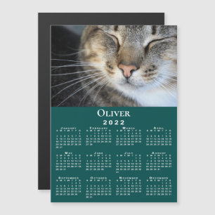 Anpassningsbar Pet Photo Namn 2022 Calendar Teal M