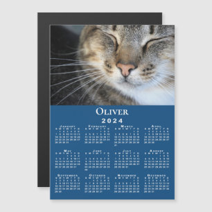 Anpassningsbar Pet Photo Namn 2024 Calendar Blue M