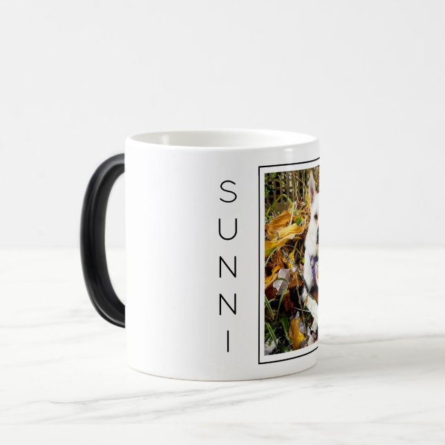 Anpassningsbar Pet PHOTO, NAMN Hundälskare Roligt Magisk Mugg (Framsida vänster)