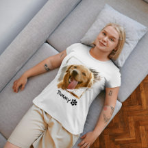 Anpassningsbar Pet Photo & Namn T-Shirt med Modern