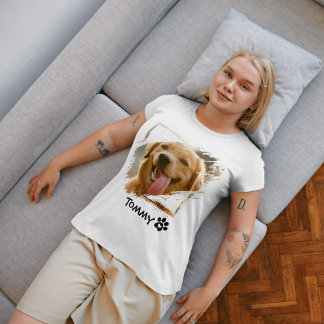 Anpassningsbar Pet Photo & Namn T-Shirt med Modern