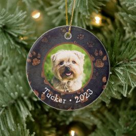 Anpassningsbar Pet Photo Namn Year Ceramic Ornamen Julgransprydnad Keramik