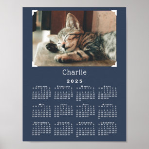 Anpassningsbar Pet Photo och Namn 2025 Calendar Na Poster