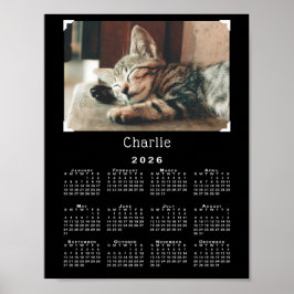 Anpassningsbar Pet Photo och Namn 2026 Calendar Bl Poster