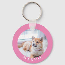 Anpassningsbar Pet Photo och Namn Dubbla Side Nyckelring
