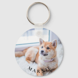 Anpassningsbar Pet Photo och Namn Dubbla Side Nyckelring