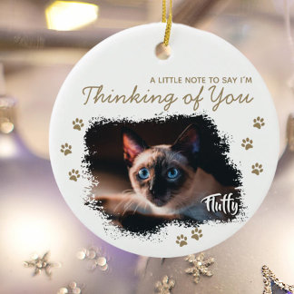 Anpassningsbar Pet Photo och Namn Julgransprydnad Keramik
