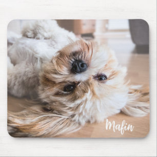 Anpassningsbar Pet Photo och Namn Personlig Musmatta