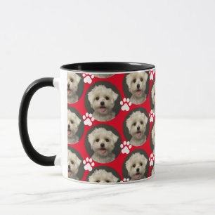 Anpassningsbar Pet Photo Paw Skriv ut Mönster Red Mugg