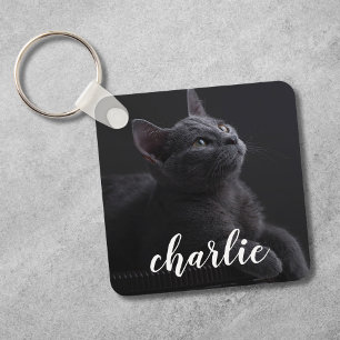 Anpassningsbar Pet Photo Personlig Namn Nyckelring