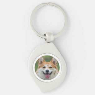 Anpassningsbar Pet Photo Personlig Swirl Silverfärgad Nyckelring