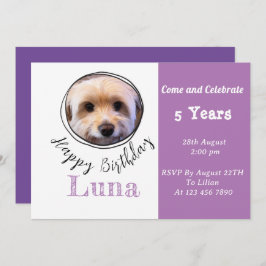Anpassningsbar Pet Photo Puppy Hund Birthday-inbju Inbjudningar