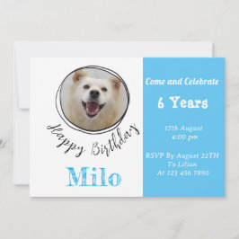 Anpassningsbar Pet Photo Puppy Hund Birthday-inbju Inbjudningar