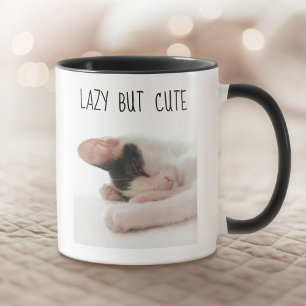 Anpassningsbar Pet Photo Quote Lazy but Cute Perso Mugg