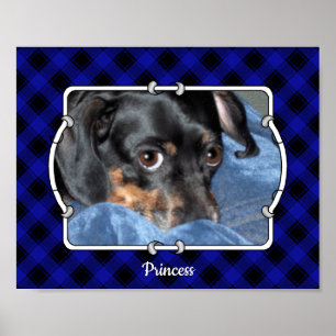 Anpassningsbar Pet Photo Ram Classic Blue & Black  Poster