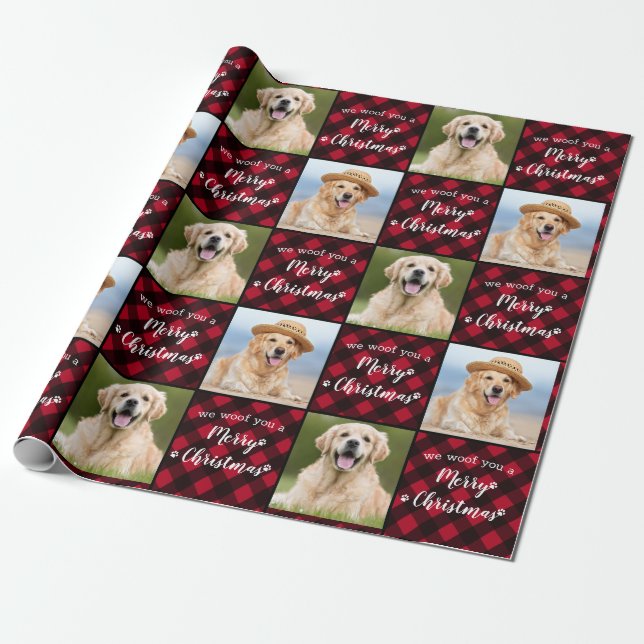 Anpassningsbar Pet Photo Red Buffalo Play God jul Presentpapper (Utrullad)