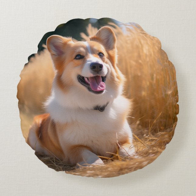 Anpassningsbar Pet Photo Rund Kudde (Framsidan)