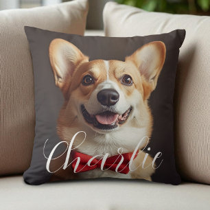 Anpassningsbar Pet Photo Script Namn Simple Callig Kudde