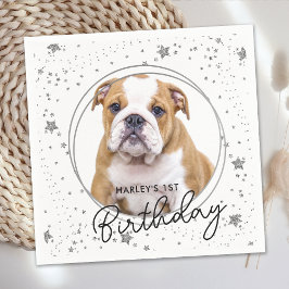 Anpassningsbar Pet Photo Silver Glitter Stars Hund Pappersservett