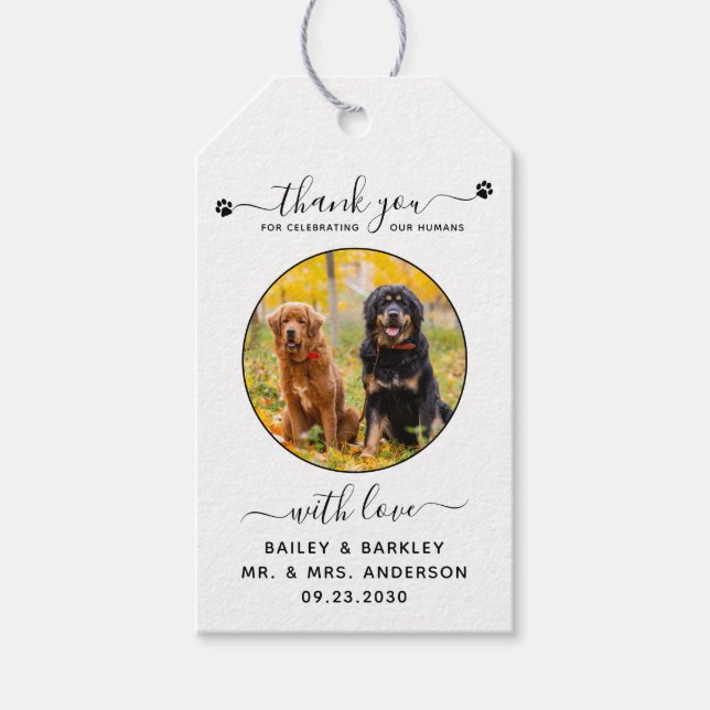 Anpassningsbar Pet Photo Tack Hund Wedding Favor Presentetikett (Framsidan)