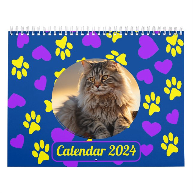 Anpassningsbar Pet Photo Tass avtryck Mönster Blue Kalender (Omslag)
