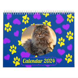 Anpassningsbar Pet Photo Tass avtryck Mönster Blue Kalender