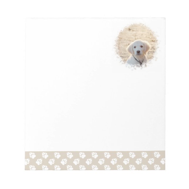Anpassningsbar Pet Photo Template & White Tass på  Anteckningsblock (Framsida)