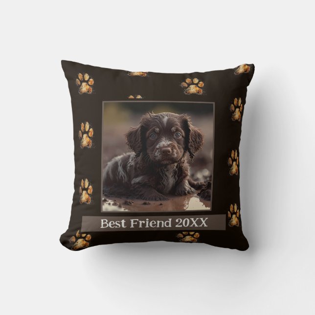 Anpassningsbar Pet Pillow - Hund Photo - Muddy Tas Kudde (Framsida)