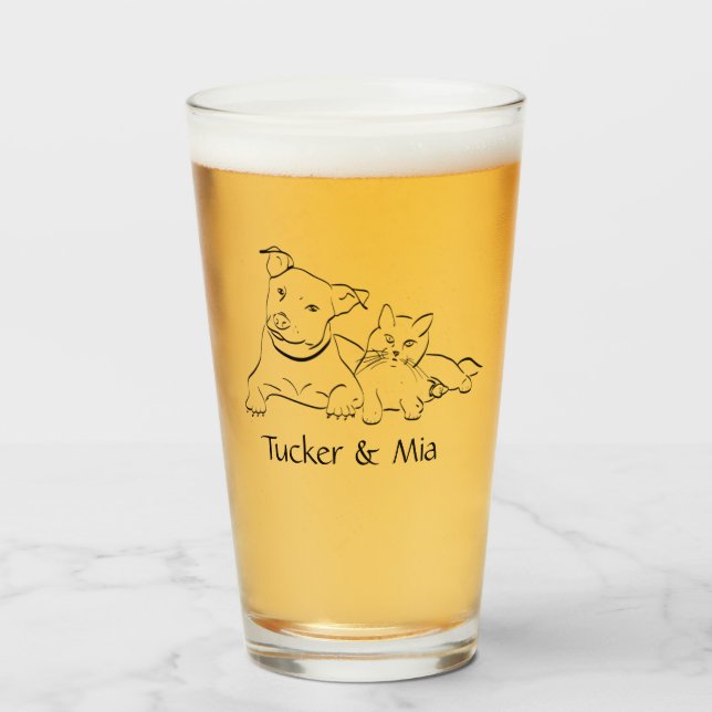 Anpassningsbar Pet Porträtt Glass Kopp Iced Coffee (Framsida fylld)