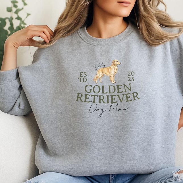 Anpassningsbar Pet Porträtt Hund Mamma Golden Retr Lång Ärmad Tröja (Elevate your party apparel with this Custom Pet Portrait Dog Mom Golden Retriever sweatshirt!)