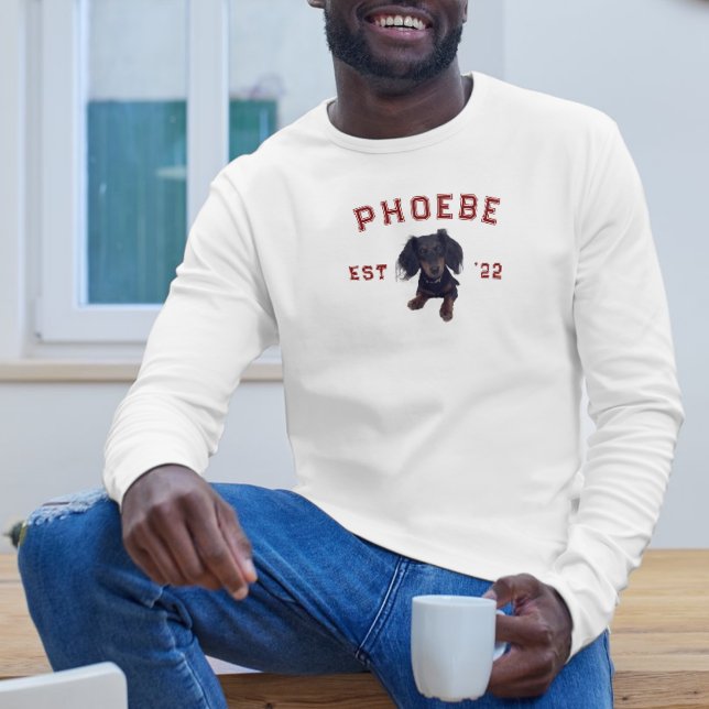 Anpassningsbar Pet Porträtt och Varsity Brev Arch  Lång Ärmad Tröja (We love our pets! Why not wear them on our favorite cozy sweatshirt?)