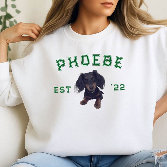 Anpassningsbar Pet Porträtt och Varsity Brev Arch  Lång Ärmad Tröja (We love our pets! Why not wear them on our favorite cozy sweatshirt?)