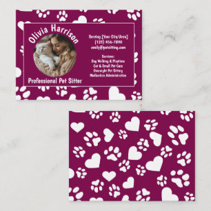 Anpassningsbar Pet Sitter Affärskort - Garnet Red Visitkort