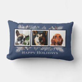 Anpassningsbar Pet Watercolor Blue jul Lumbarkudde