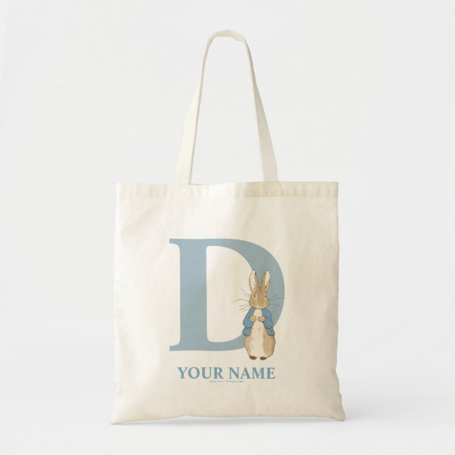 Anpassningsbar Peter Rabbit - Brev D Tote Bag Tygkasse (Framsidan)