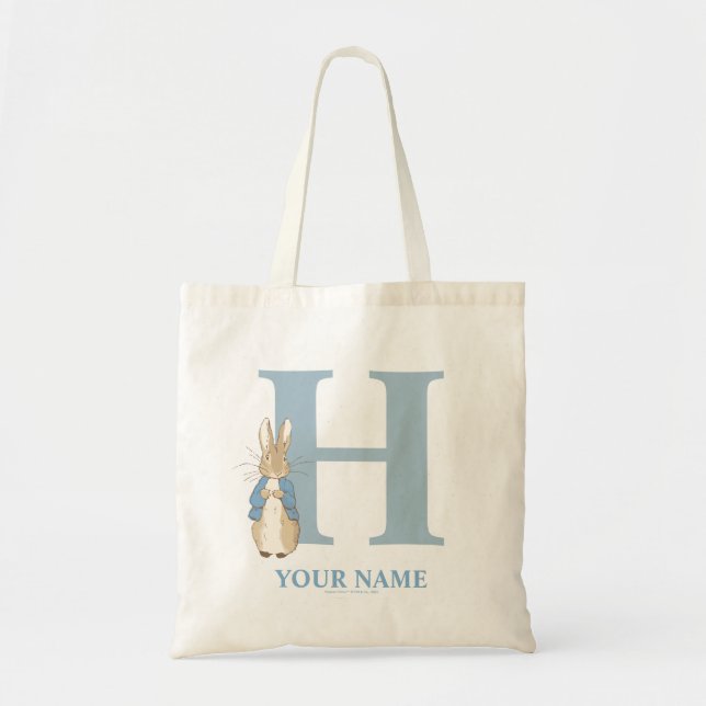 Anpassningsbar Peter Rabbit - Brev H Tote Bag Tygkasse (Framsidan)