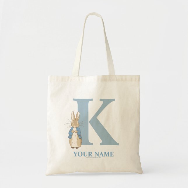 Anpassningsbar Peter Rabbit - Brev K Tote Bag Tygkasse (Framsidan)