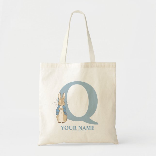 Anpassningsbar Peter Rabbit - Brev Q Tote Bag Tygkasse (Framsidan)